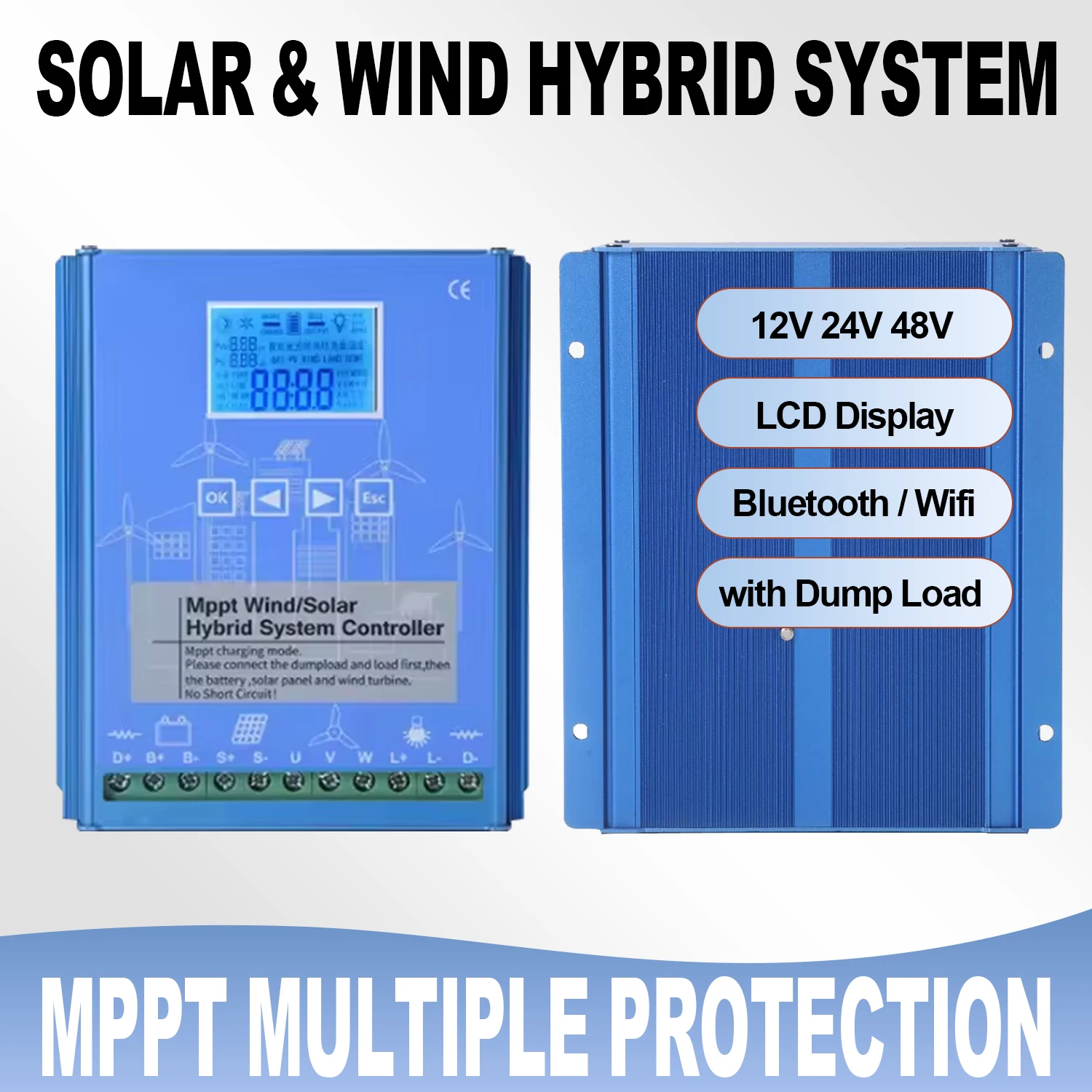 12V 24V 48V Wifi MPPT Hybrid Charge Controller Solar Panel 2000W 7000W 9KW Wind Generator Regulator for Household System Lifepo4