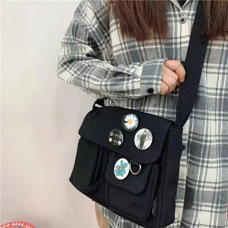 Homefish Xierya Canvas Women Messenger Bag Large Capacity Student Crossbody Shoulder Bag Casual School Daily Handbag