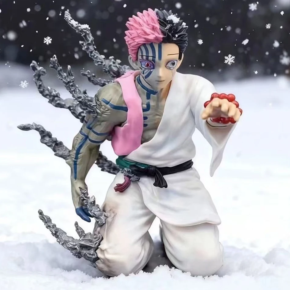 Demon Slayer Akaza Hakuji Weinen-Gesicht Kniende Haltung 14cm Anime PVC Modell Statue Figur Sammlerstück Peripherieartikel Gutes Geschenk Spielzeug Puppe