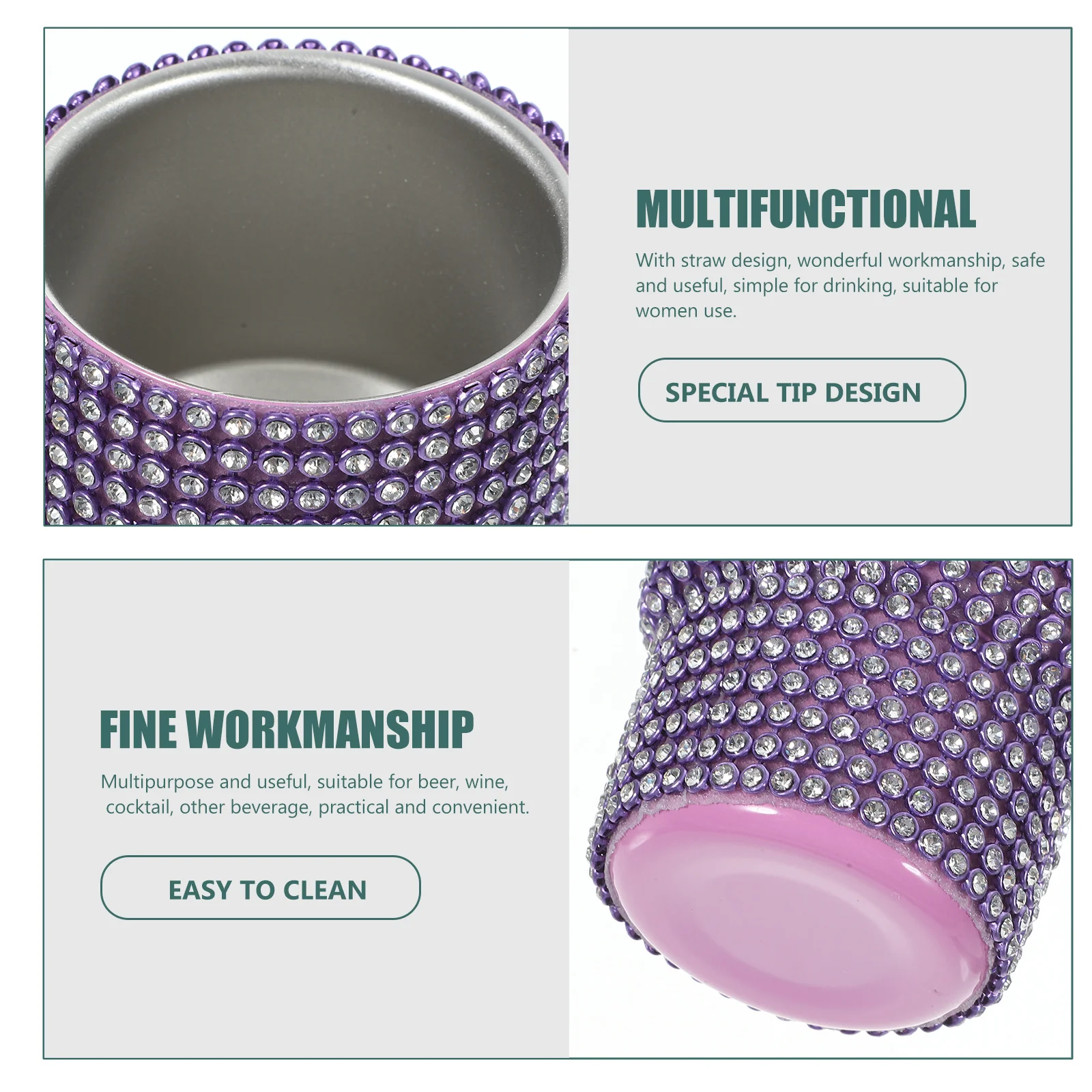 

Mini Small Stainless Steel Diamond Tumbler Glitter Bling Tumbler Straw Portable for Wine Beer Cocktail Travel Outdoors