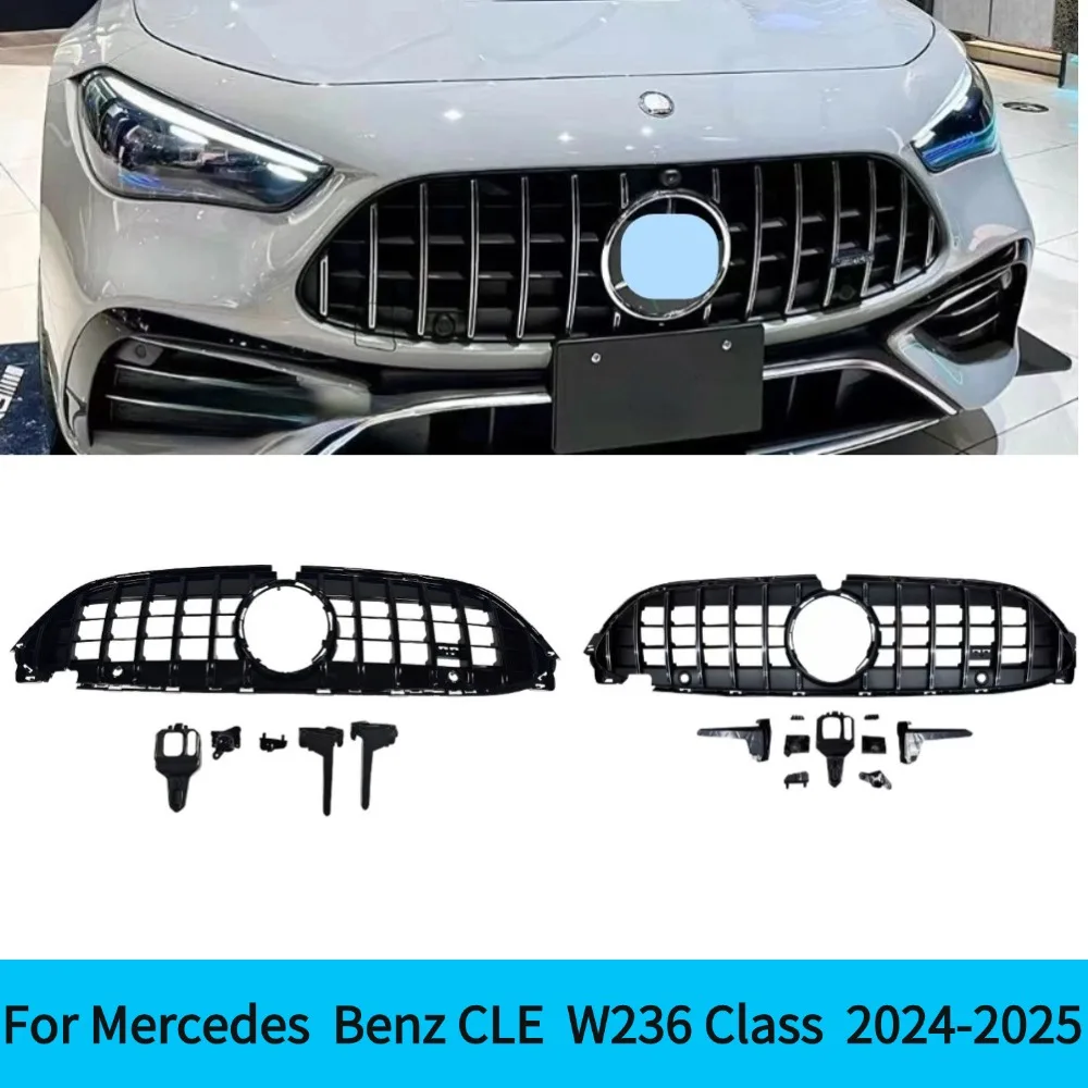 For Mercedes Benz CLE Class 2024-2025 Coupe C236 W236 CLE300 CLE63 CLE260 Sport Grid Accessory Hood Mesh Front Grille Bumper Gri