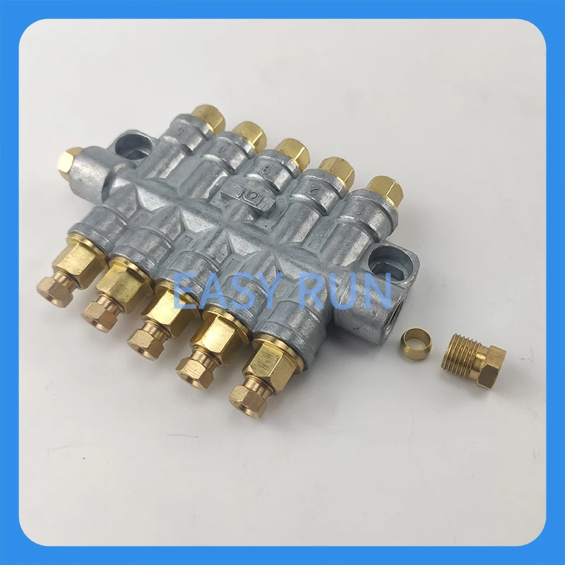 

Насос для смазочного масла Распределитель цепи масла 1 вход и 5 выходов Сброс давления Объемная смазка Маслоотделитель M8 * 1