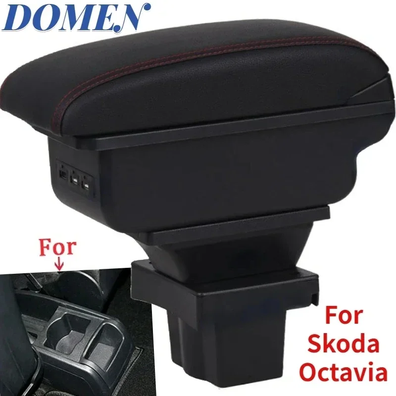 

New luxury For Skoda Octavia Armrest box For Skoda Yeti Mk2 A5 Car Armrest Storage box Car accessories Interior Parts USB