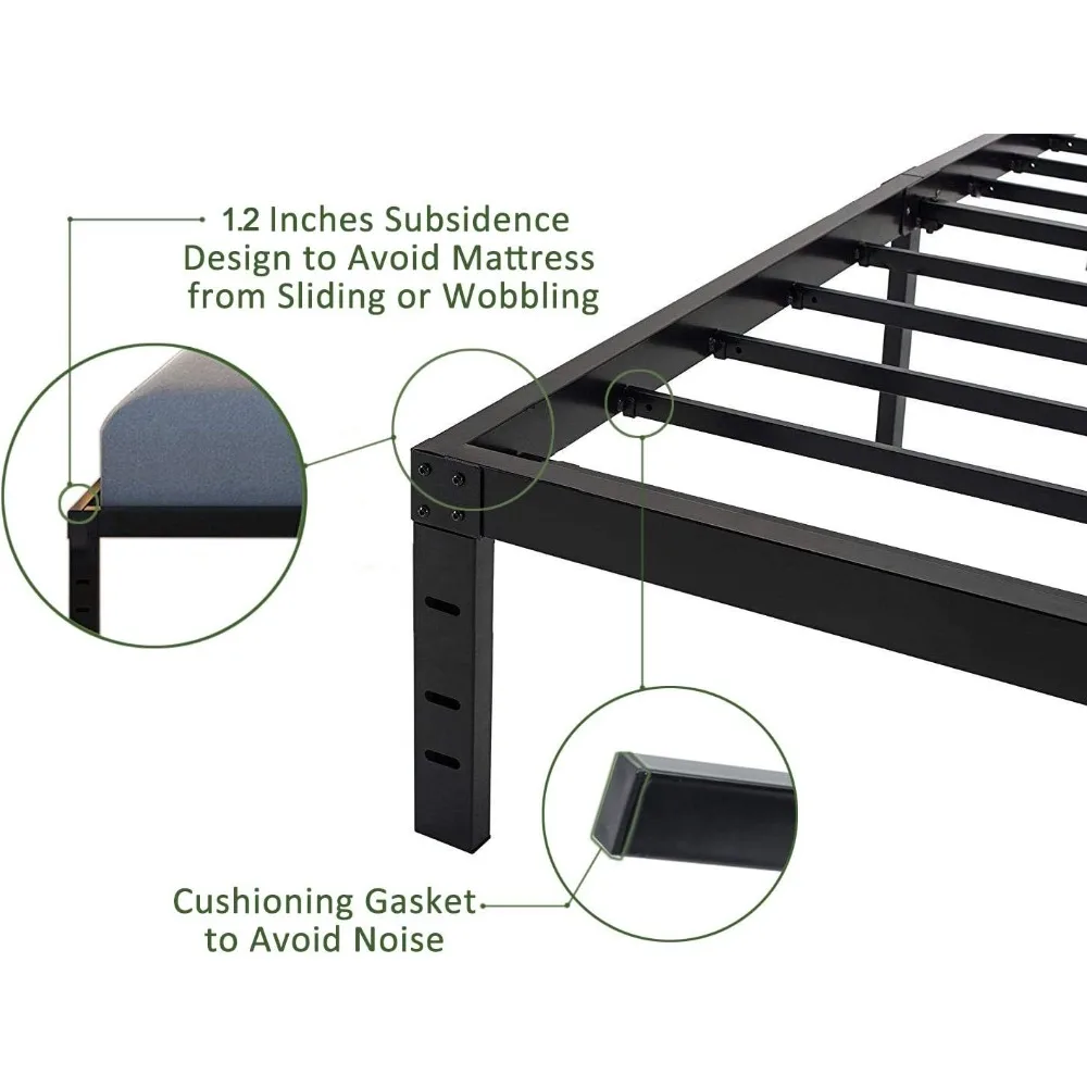 18 Inch Platform Bed Frame/Easy Assembly Mattress Foundation / 3000lbs Heavy Duty Steel Slat/Noise Free