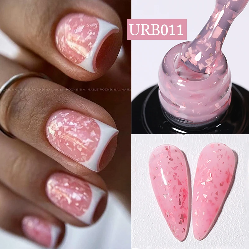 UR SUGAR 7ml Milky Jelly White Gold Glitter Rubber Base Gel Polish Pink Sequins Soak Off UV LED Nail Art Gel Varnish Manicure