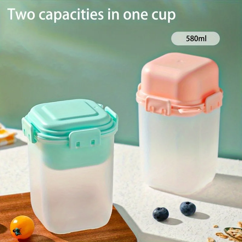 1pc Salad Travel Cup - Shake & Go Oatmeal, Yogurt & Salad Container with Built-In Spoon, Salad Dressing Holder, Leak-Proof Lid