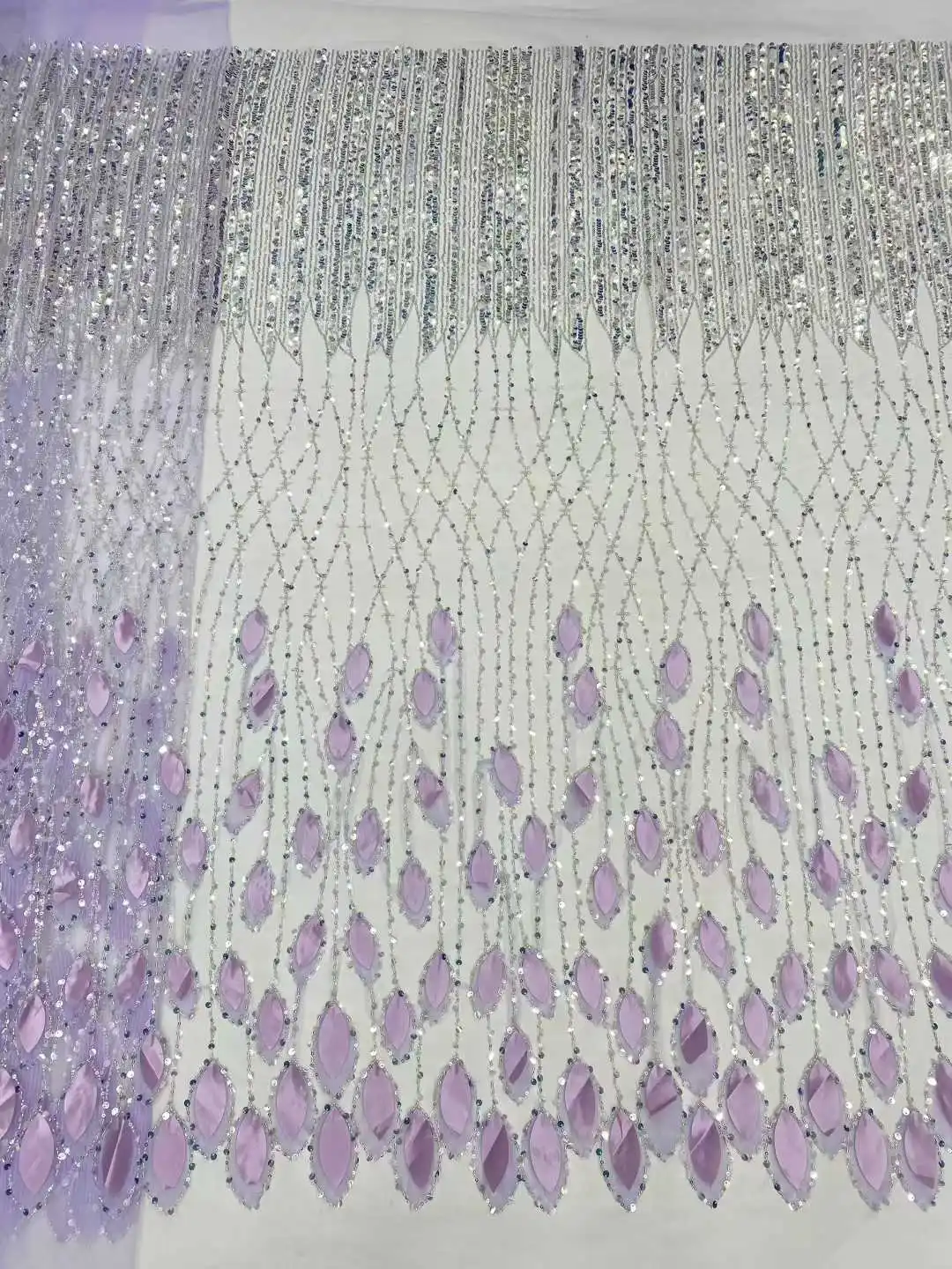 

African 3D Beaded Lace Fabric Nigerian Sequins Groom Lace Fabric Wedding Party Dress Sewing High Quality 5 Yards