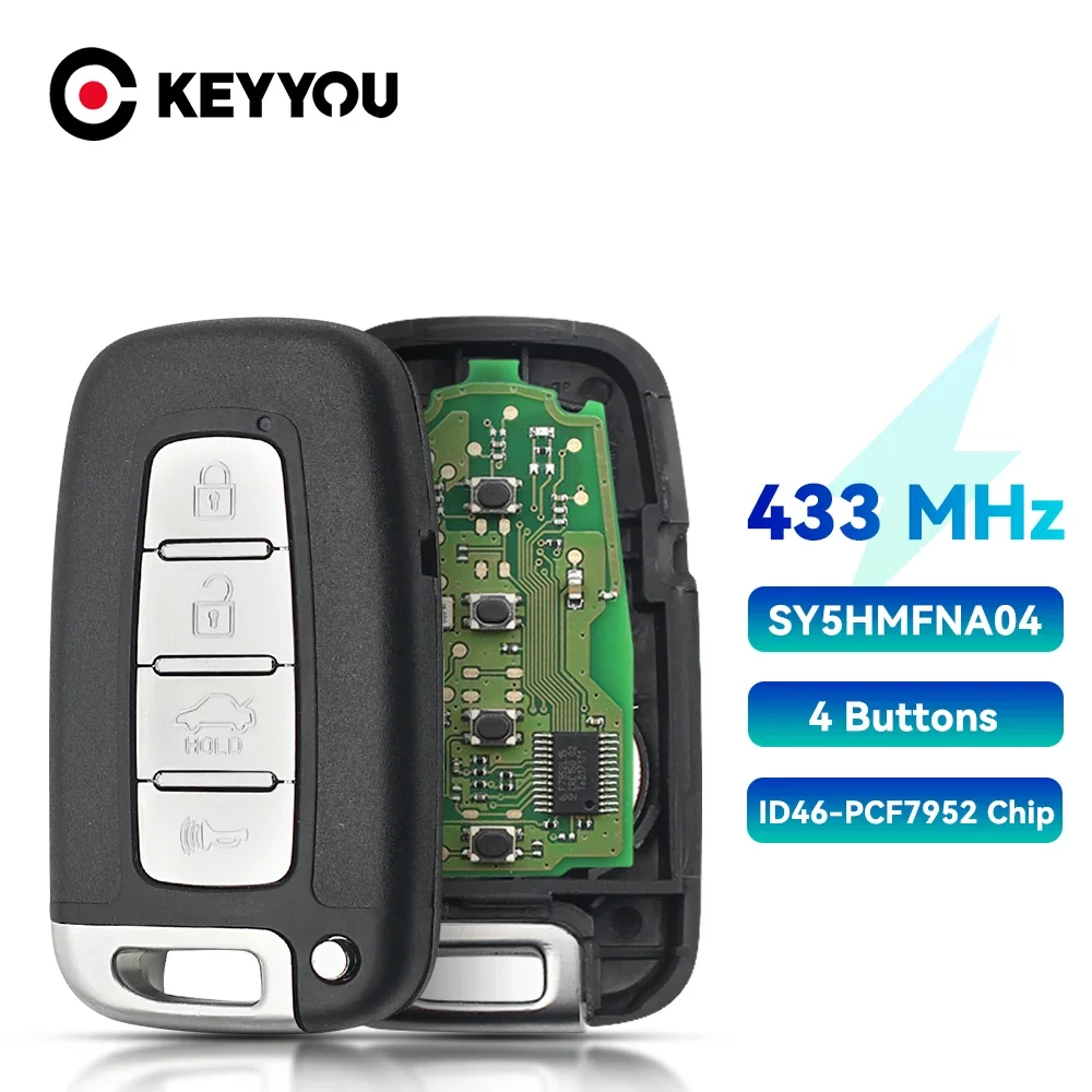 

KEYYOU Smart Remote Control key Keyless Entry Fob 4 Button 433MHz With ID46 Chip For Hyundai I30 IX35 SY5HMFNA04