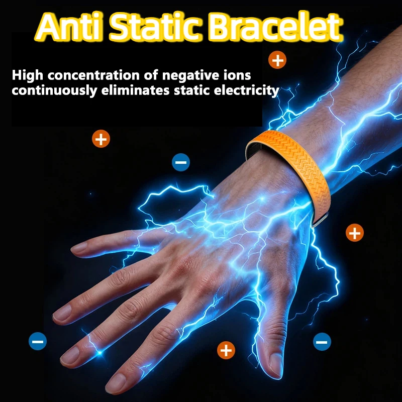 

Anti Static Bracelet Sports Adjustable Silicone Wristband High Concentration Negative Ions for Home Outdoor Static Eliminator