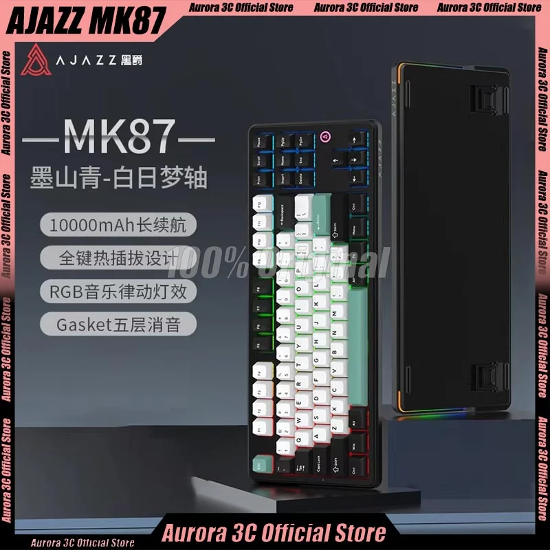 

AJAZZ MK87 Mechanical Keyboard RGB Three Mode Wireless Gaming Keyboard PBT PC 10000mAh Gasket Hot Swap Gamer Accessories Gift