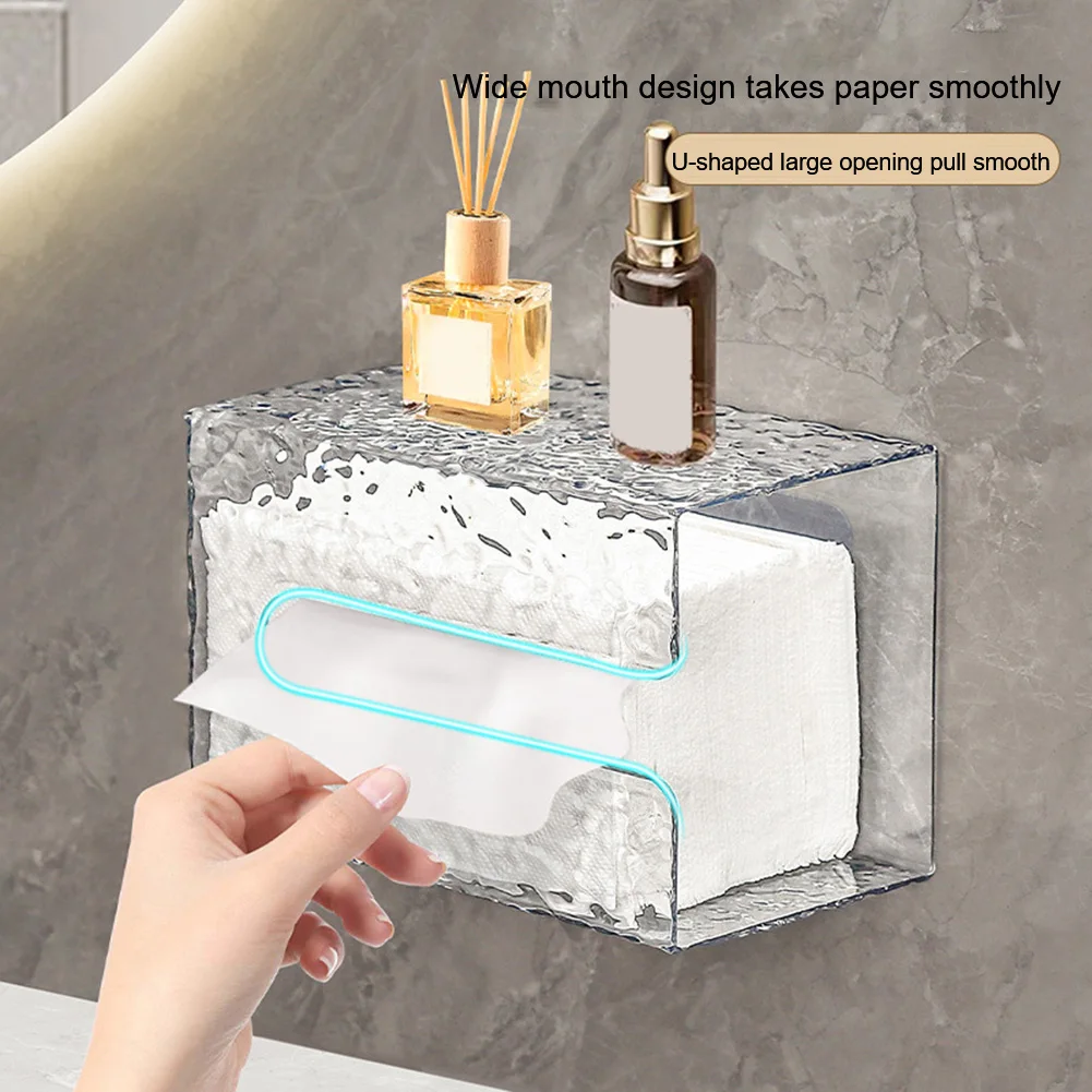 Bathroom Tissue Box Tissue Box Transparent U Shaped Opening Widely Used Glacier Pattern Living Room Multifunctional