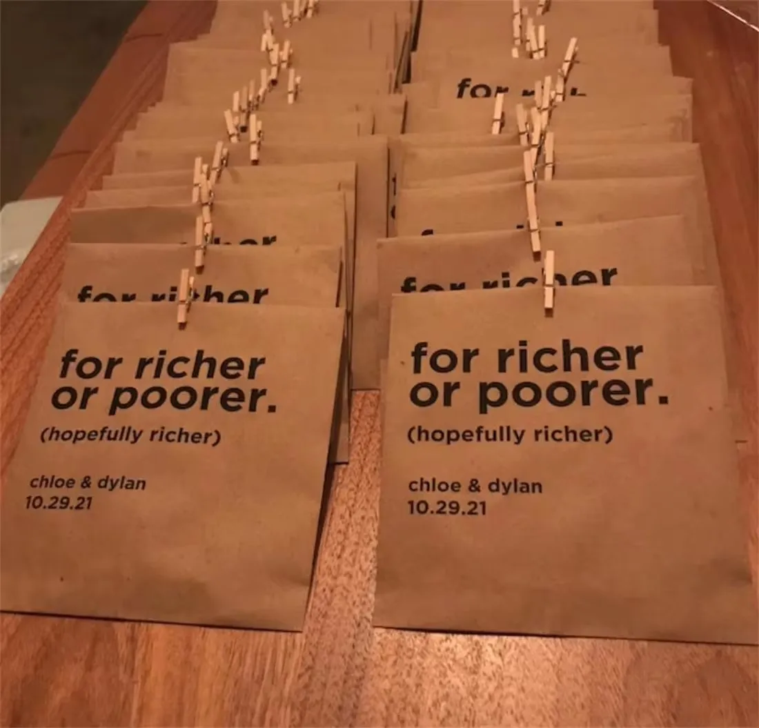 50 For Richer or Poorer | Scratch Ticket Wedding Favor Bags - Lotto Ticket Bags - Lottery Ticket Holders Lottery Tickets Wedding