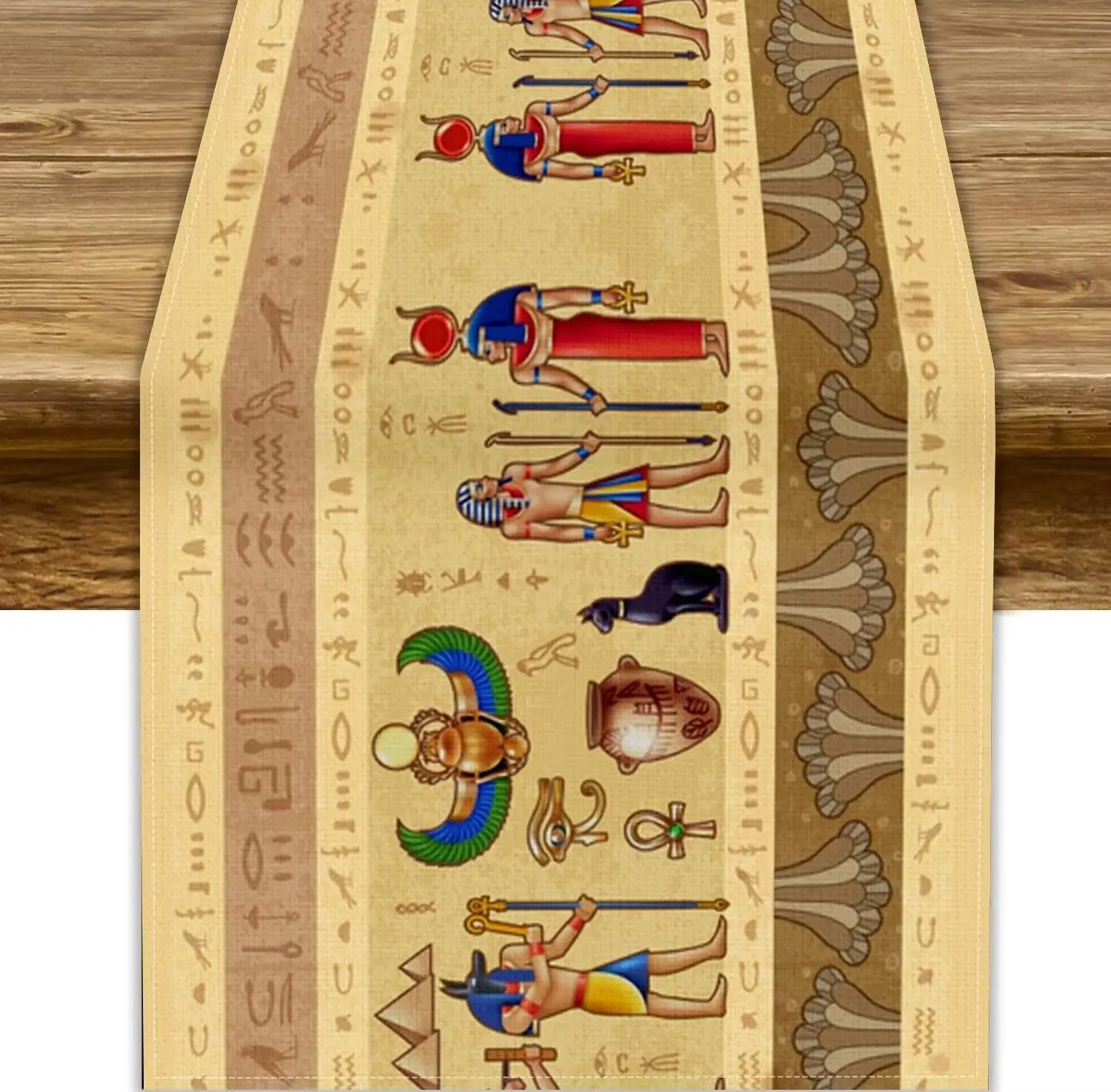 Ancient Egyptian Linen Table Runner Party Decor Pharaoh Traditional Antique Hieroglyphs Kitchen Dining Table Runner Home Decor