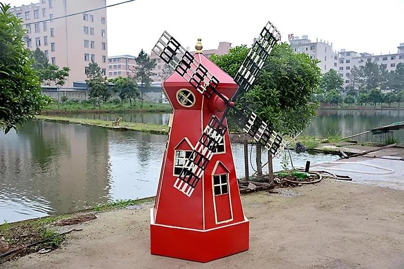 Большая кованая ретро-модель, украшение, большая ветряная мельница, орнамент, ретро-кабинет, реквизит для фотосъемки