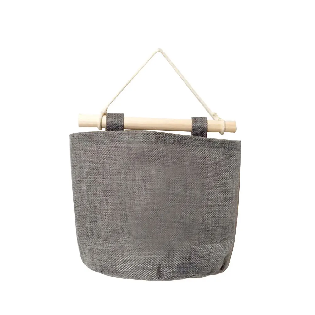 

Vintage Pattern Cotton Linen Wall Hanging Storage Bag Closet Makeup Sundries Organizer Home Decoration (Wheat)