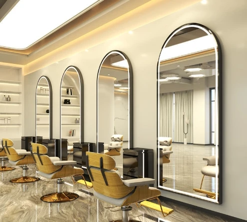 Barber Shop Mirror Wall Mounted Hair Salon Hair Salon Mirror Table LED Light Touchable Height 170 Width 70cm