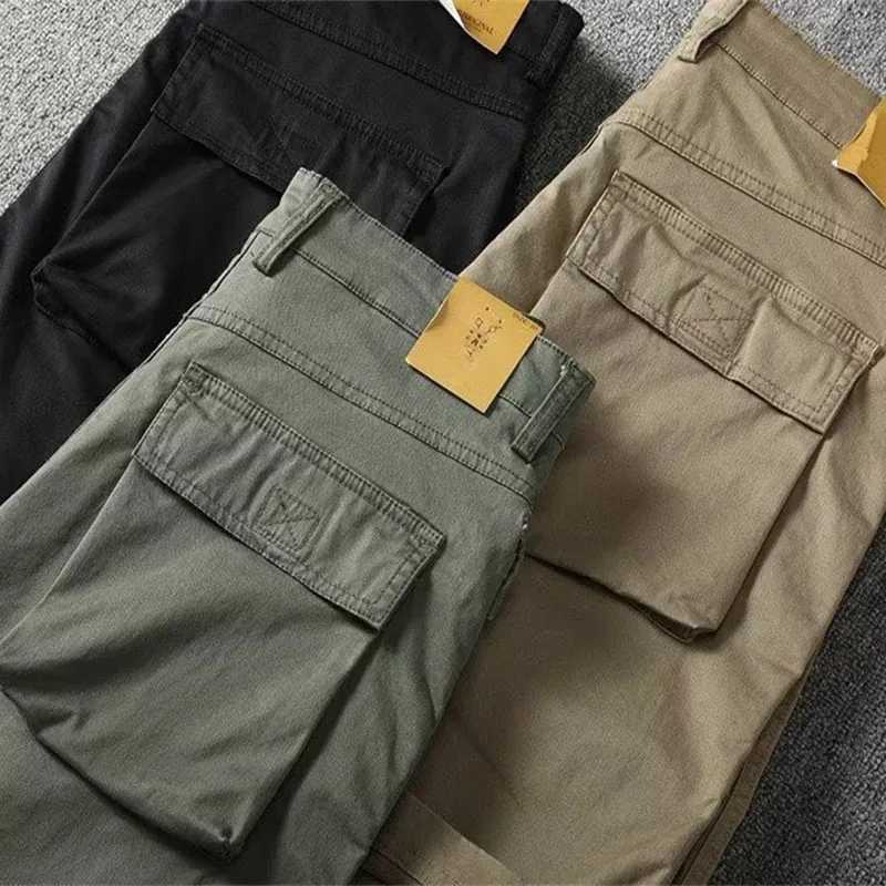 Men Casual Cargo Shorts Solid Color 2023 Summer Tactical Multi-pocket Short Pants Loose Male Outdoor Hunting Fishing Shorts