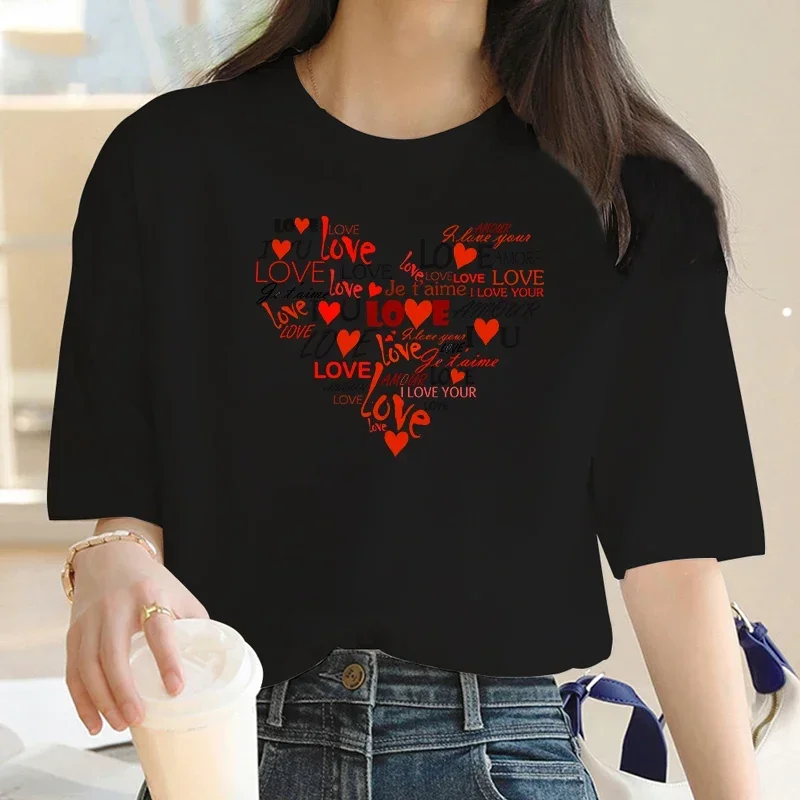 Luxury Brand Fashion LOVE Pattern stampato girocollo abbigliamento manica corta t-shirt Trend estate donna Y2K Top