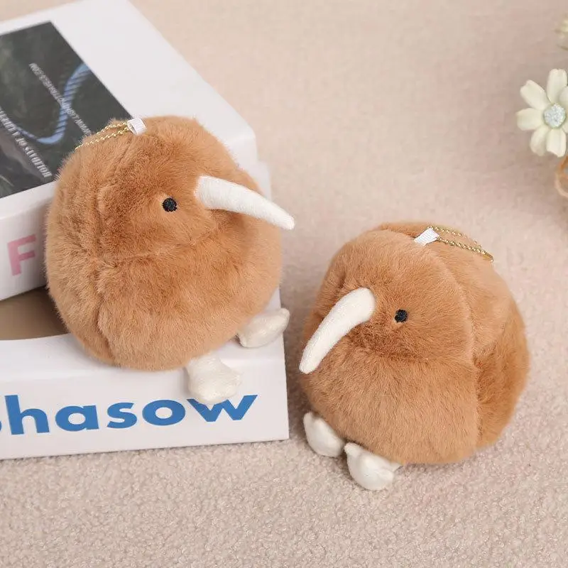 1Pcs Cartoon Kiwi Bird Plush Keychain Pendant Keyring Cute Girl Kawaii Desk Pet Room Decor For Kids School Bag Zipper Pull Gift