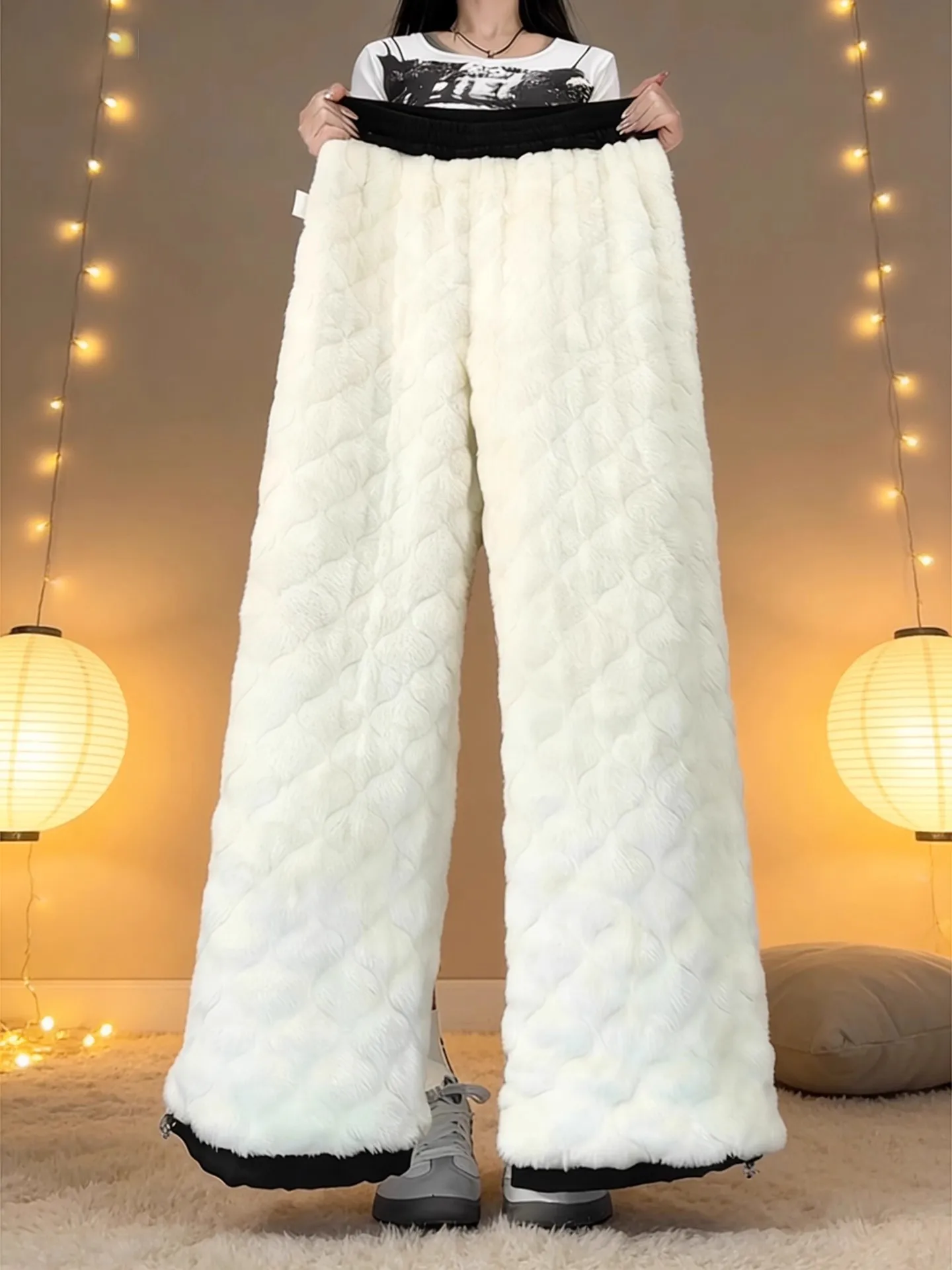 Thickened Fleece Winter Cotton Pants for Men And Women Outdoor Snowproof Waterproof Warm Trousers for Cold Weather