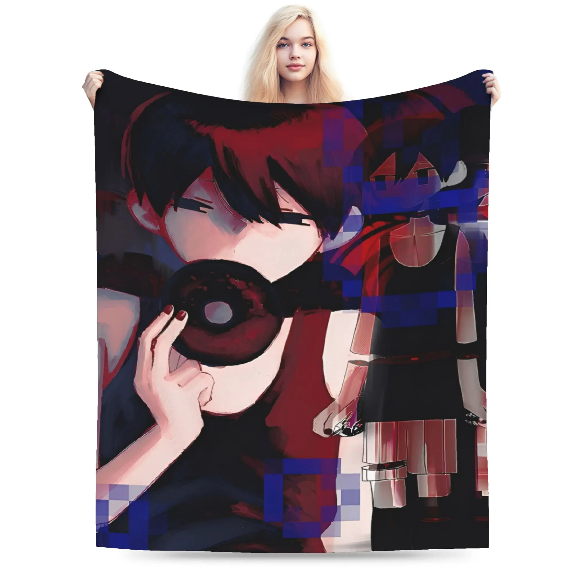 Anime Basil Sunny Omori Game Blanket  Warm Soft Graphic Plush Throw Blanket For Couch Chair Camping Flannel Bedspread Bed Cover