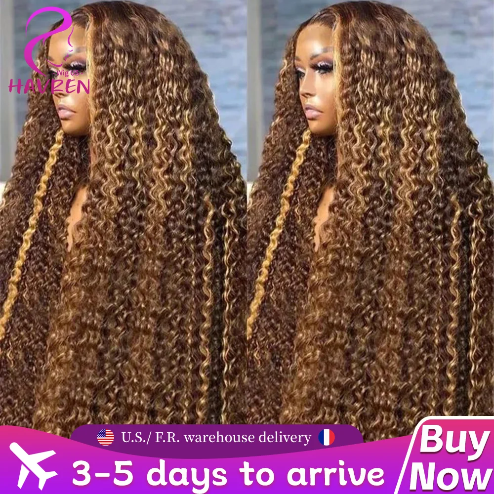 

Парик с мелированием, разноцветный, кудрявый, из натуральных волос, парик с кружевной вставкой 13x4, глубокая волна, парик из натуральных волос Remy, предварительно выщипанные и обесцвеченные узлы