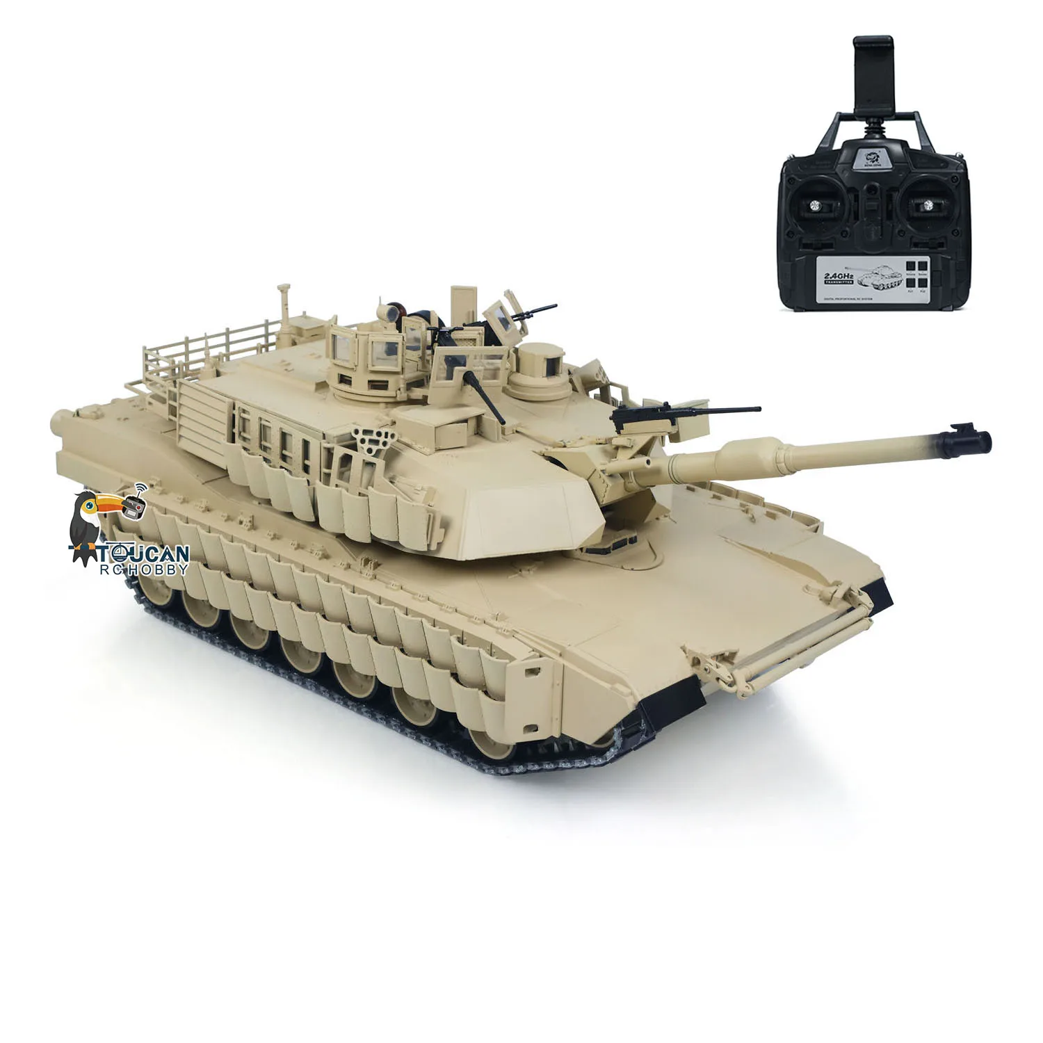 1:16 TOUCAN Metalowy Czołg RC 3918 Abrams M1A2 TUSK II Podwójna Przekładnia Przepływowa Obrotowa Wieżyczka 360° Strzelanie na Podczerwień Odrzutowy Mocowanie Broni FPV