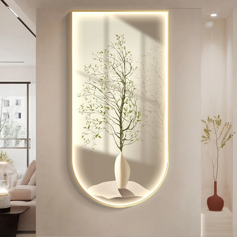 Modern Plant LED Wall Lamps Crystal Porcelain Corridor Living Room Decoration Hanging Painting Indoor Home Dimmable Mural Light