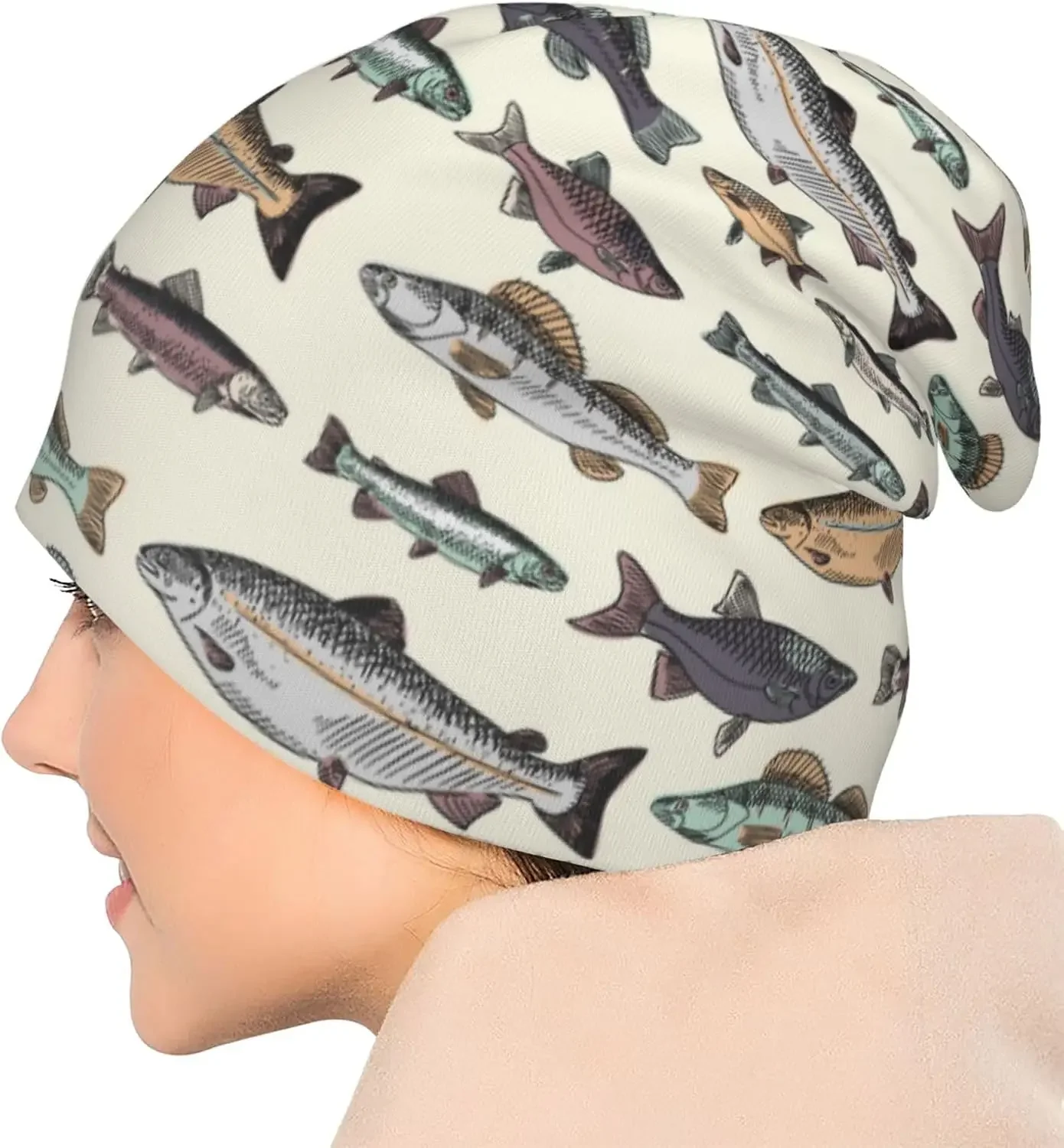 Шапка с животными для женщин и мужчин, теплая эластичная вязаная шапка, легкая шапка с напуском, головной убор от рака