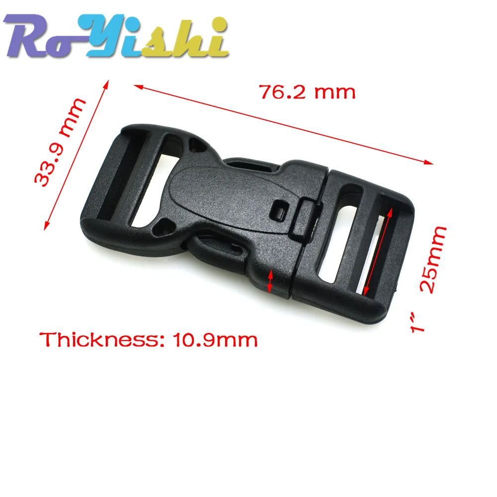 Plastic Dual Adjustable & Security Double Lock Buckle for Tactical Belts Black