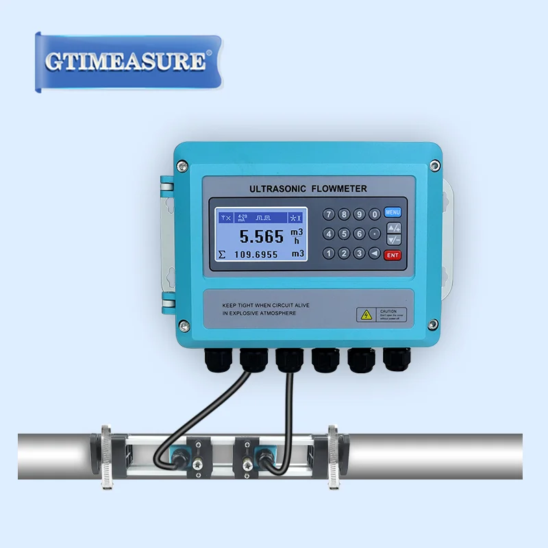 External Clamp on Wall Mounted Ultrasonic Flow Meter Liquid Water Pipeline Portable Flow Sensor Heat Meter