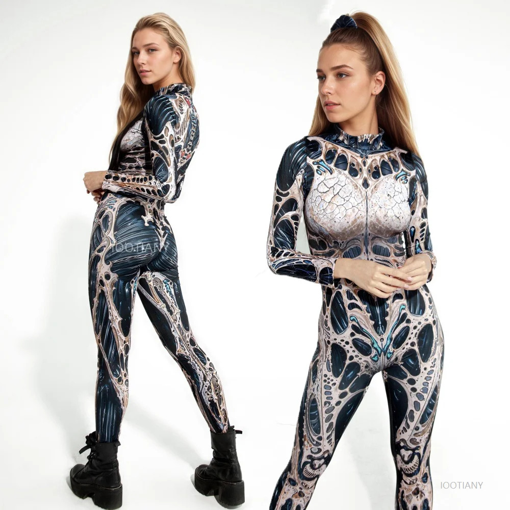 

Unisex Monster Print Bodysuit Halloween Sexy Line Role Play Tights Adult Holiday Party Sci-fi Mutant Bodysuit Stage Tights 2025