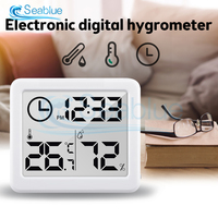 Multifunction Thermometer Hygrometer Automatic Electronic Temperature Humidity Monitor Clock 3.2inch Large LCD Screen