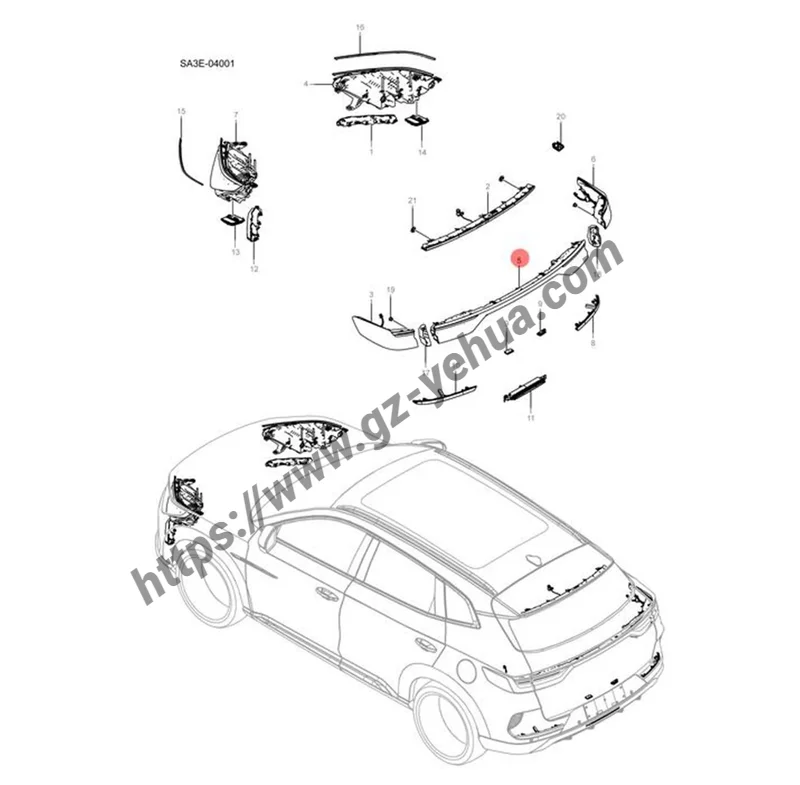 For BYD Seal U Song Plus Dm-i Ev 2021-2025 Middle tail light SA3F-4107300L Original Car Accessories Para Auto Tools