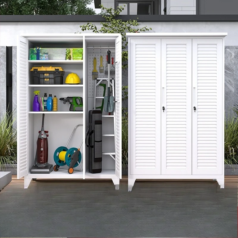 Outdoor Louver Door Tool Storage Cabinet Large Capacity Villa Sundry Cabinet Waterproof Dustproof UV Resistant Garden Organizer
