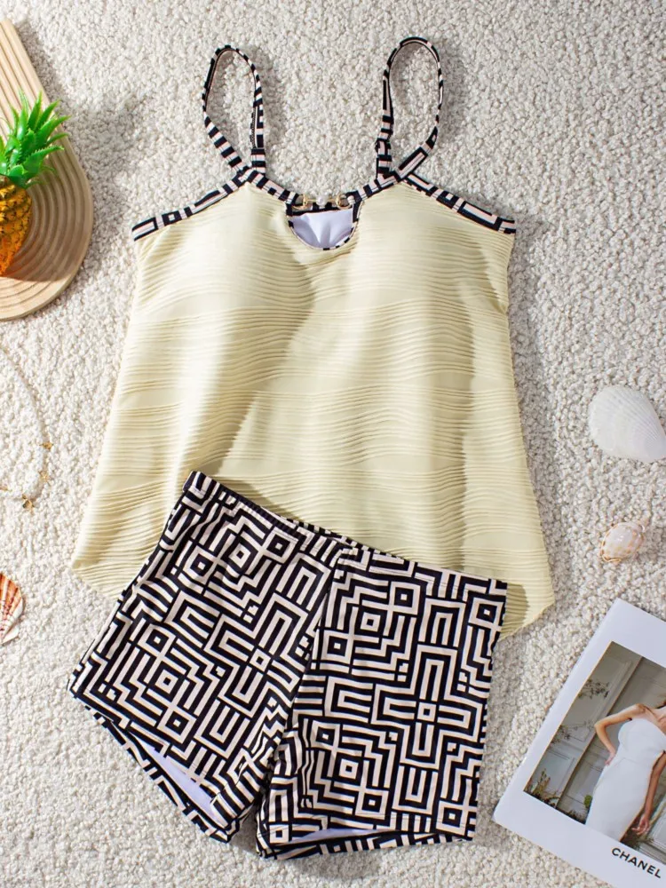 

L-4XL плюс размер бикини с высокой талией, женский купальник с эффектом пуш-ап, большой размер, 2026 летний Mujer, купальник с контролем живота, комплекты бикини