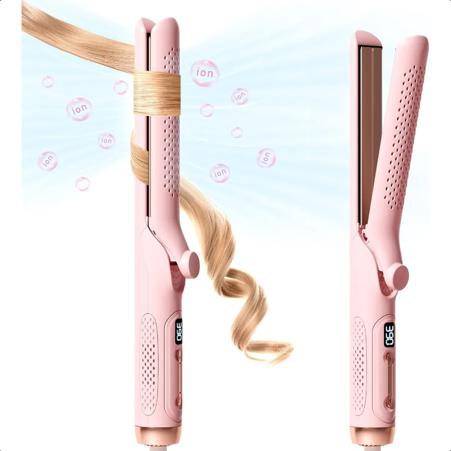 

Hair Straightener and Curler 2in1 360 Airflow Styler Curling Iron 1.25 Inch Curling Wand 20 Million Negative Ion Hair Care 5 Te