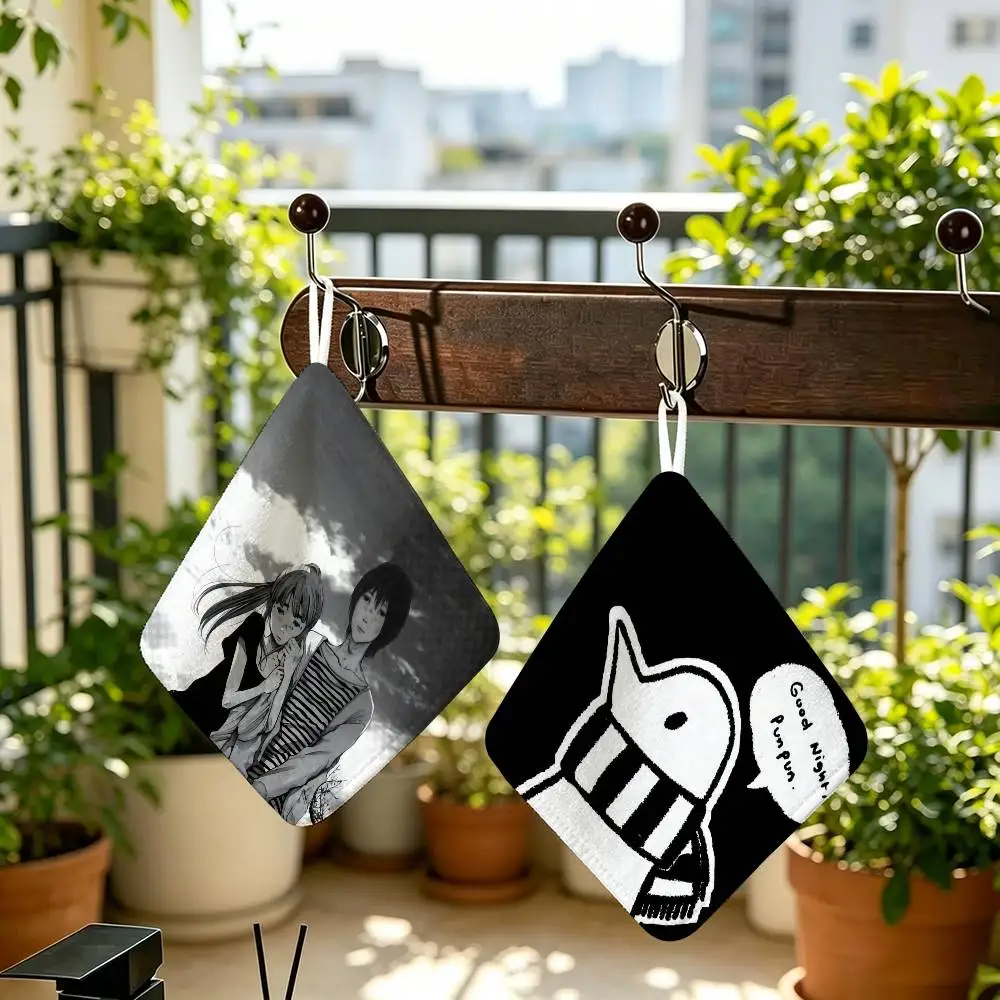Cute Goodnight P-Punpun  Polyester Cotton Daily Towel Hanging Kitchen Hand Wiping Cloth Durable for Whole House Use