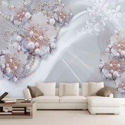 European Style 3D Stereoscopic Jewelry Flowers Photo Wallpaper Living Room TV Backdrop Wall Mural Luxury Home Decor Wall Papers