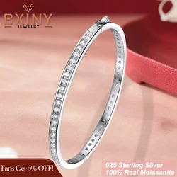BXINY 2.5mm All Moissanite Bangles 100% S925 Silver Plated 18K Gold Lab Diamond Bracelets for Women Party Gifts Jewelry With GRA