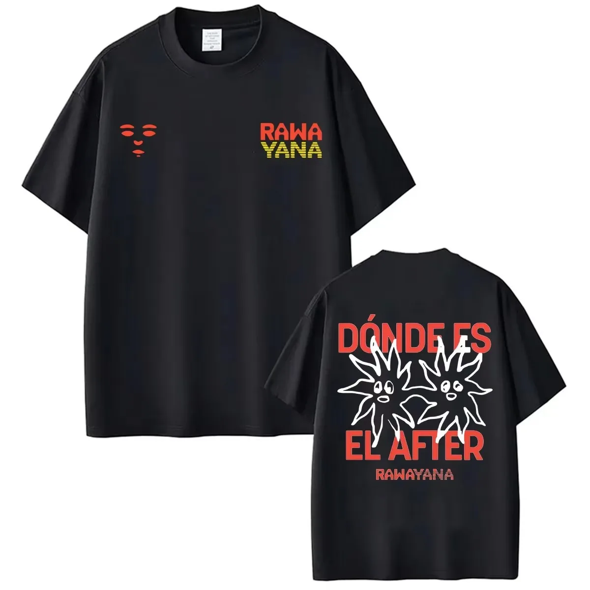Rawayana ¿Dónde Es El After? Twin Sun Doodles Graphic T-Shirt Cotton Men Women Streetwear Tee