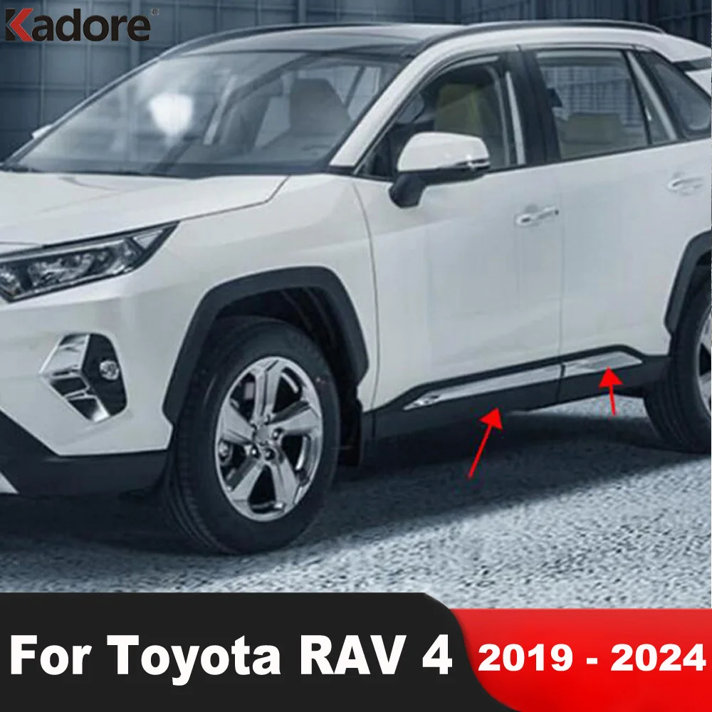 For Toyota RAV4 RAV 4 2019-2021 2022 2023 2024 Chrome Side Door Body Trim Door Streamer Panel Line Molding Strip Car Accessories