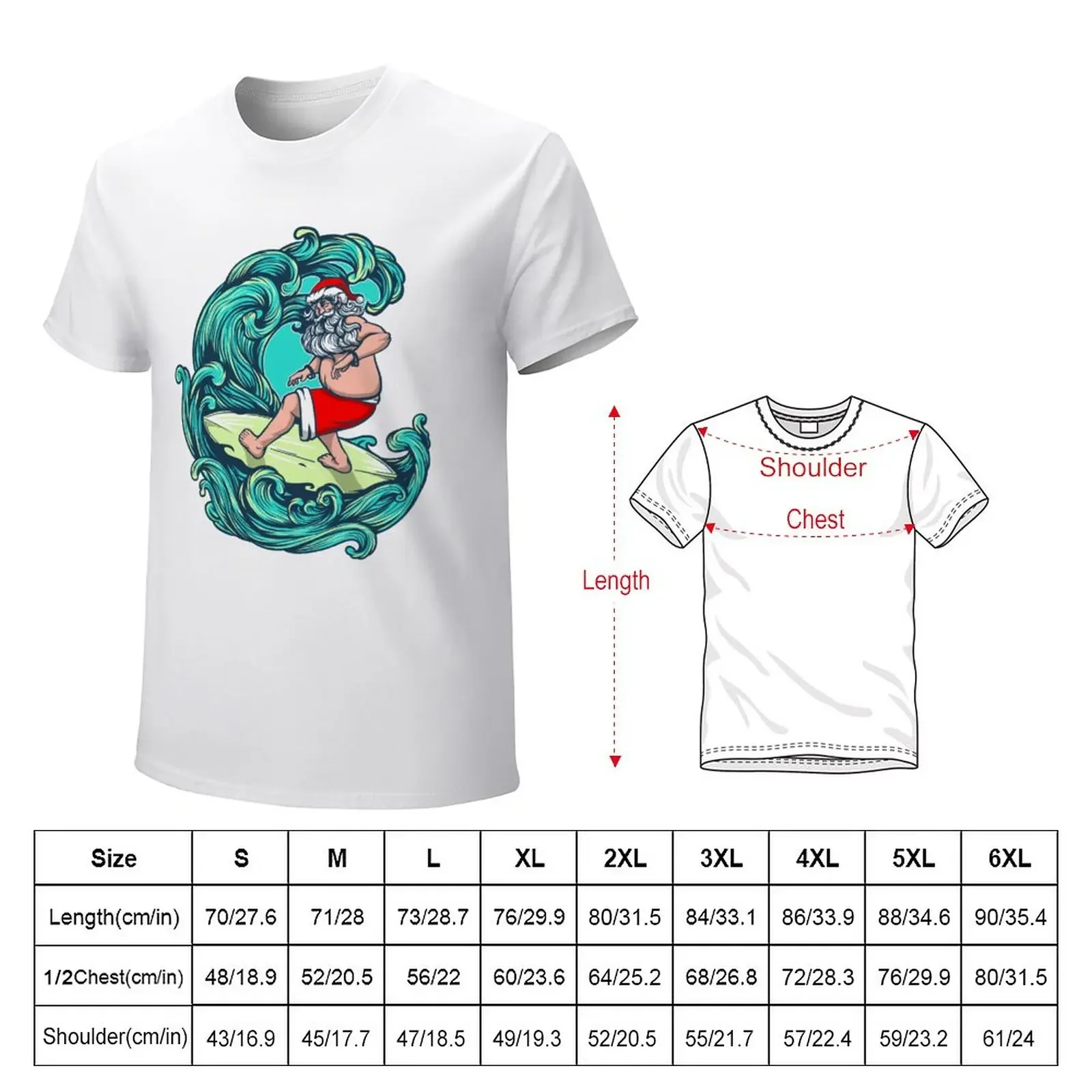 Santa Surfer On His Surfboard Hawiian Way - Xmas Design Gift T-Shirt funnys kawaii clothes mens graphic t-shirts pack