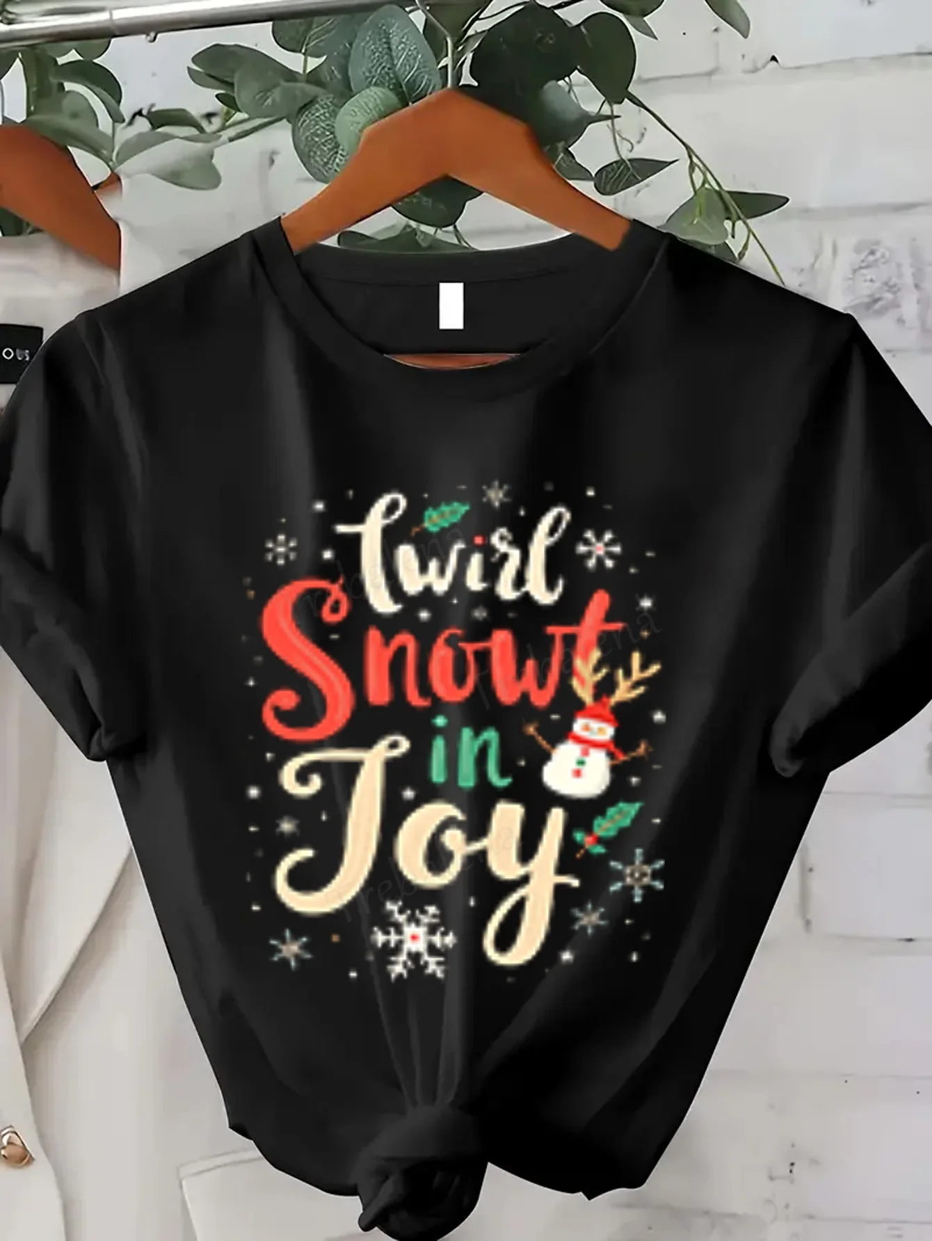 여성 티셔츠 Twirl Snow in Joy 크리스마스 여성 티셔츠