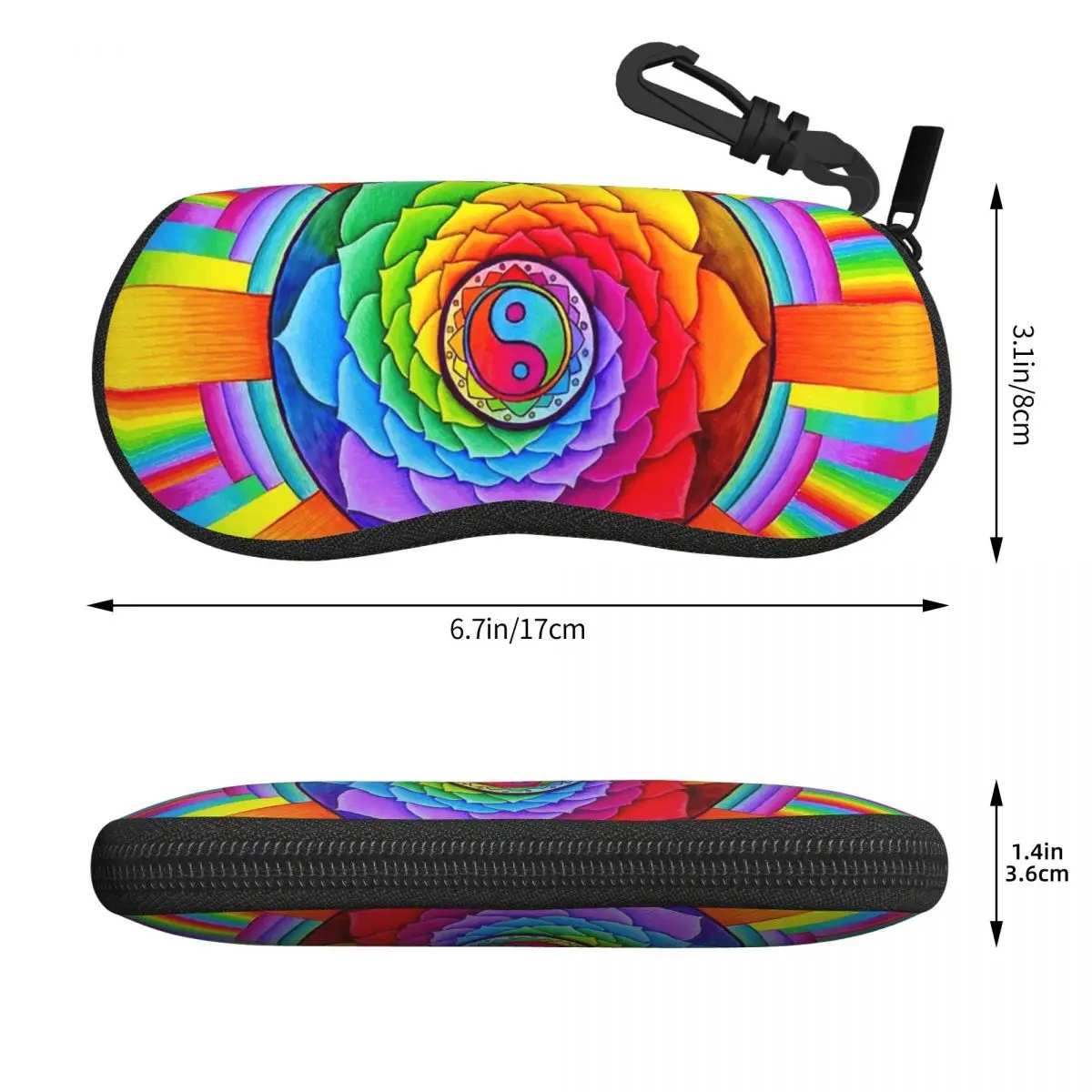 Healing Lotus Rainbow Yin Yang Psychedelic Mandal Shell Glasses Case Protective Sunglasses Box Women Men Soft Eyeglass Bag Pouch