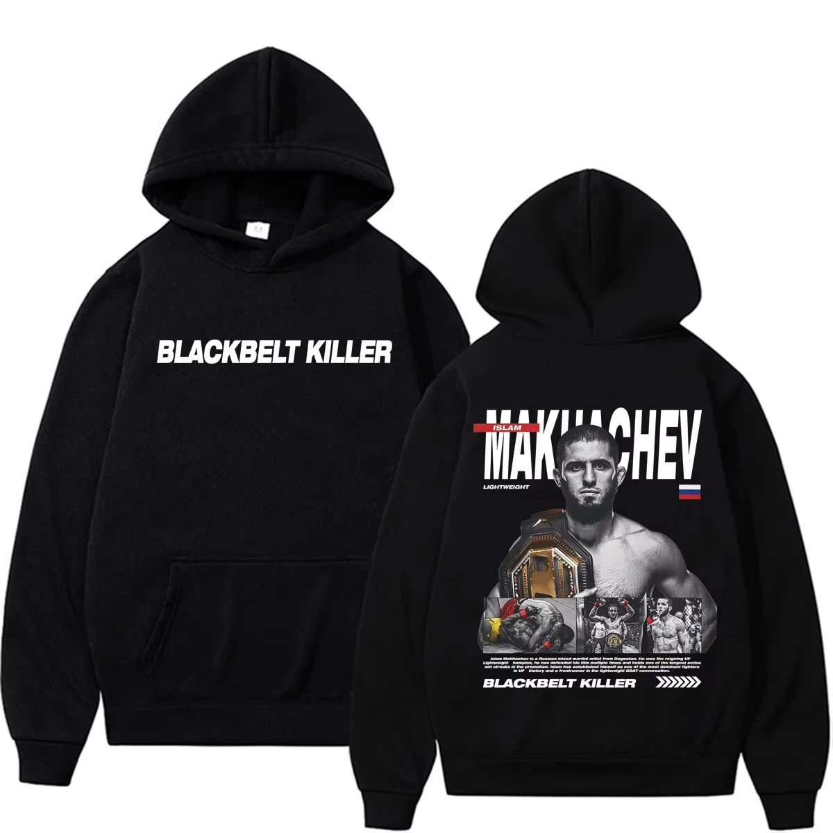 Islam Makhachev Blackbelt Killer Vintage Hoodies Men's Clothing Harajuku Streetwear Sweatshirt Casual Fleece Oversized Pullovers