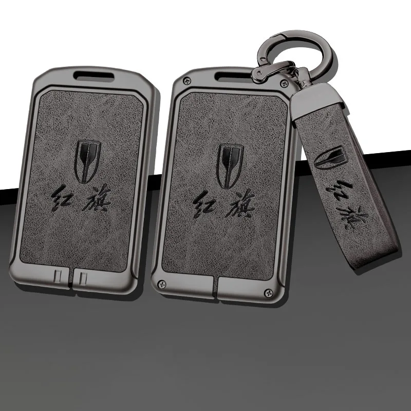 New Zinc Alloy Leather NFC Card Car Key Case Cover Fob Protector Shell for Hongqi HS7 H9 Red Flag HS5 Auto Interior Accessories