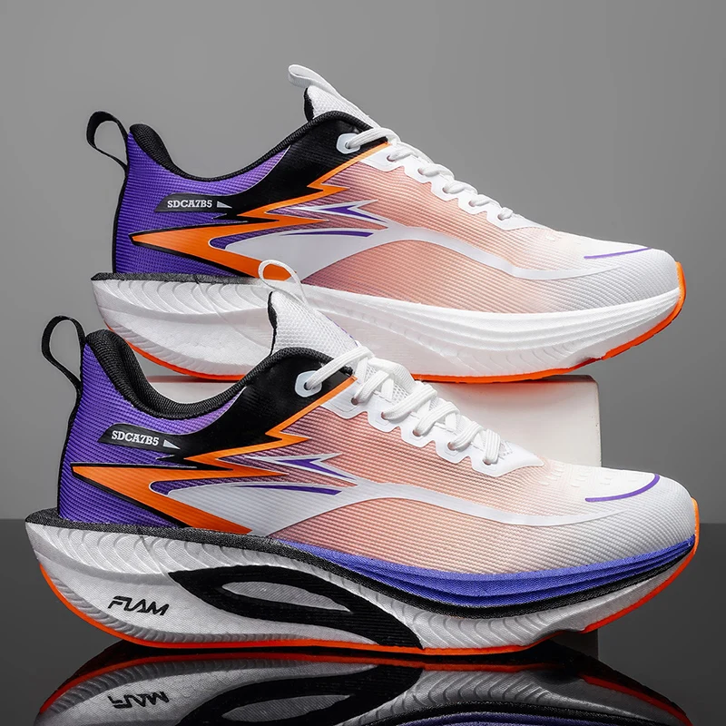 

2026 Running Carbon Plate Marathon Men Sports Breathable Lightweight Women's Comfortable Athletic Antiskid Sneakers Casual