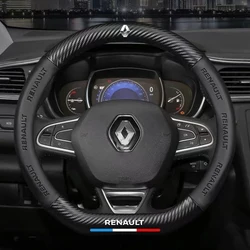 Car Carbon Fiber Anti-Slip Steering Wheel Cover For Renault Megane Duster kadjar Captur Clio Talisman Laguna Sandero Scenic KWID