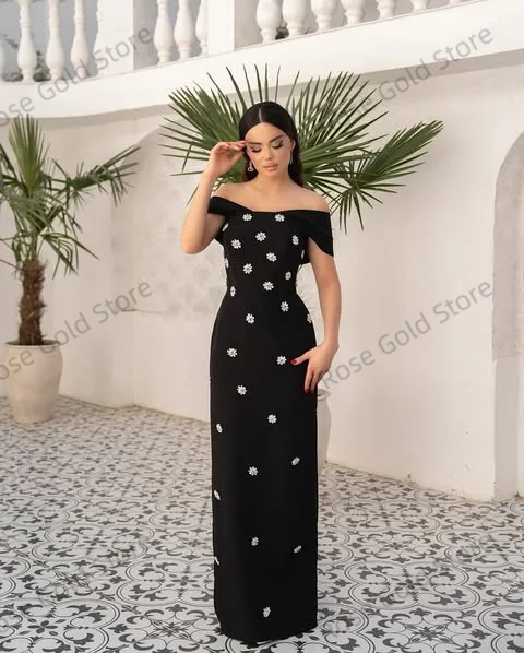 Lindo sereia vestidos de noite preto fora do ombro vestidos de gala personalizado miçangas feminino longo até o chão vestidos de baile